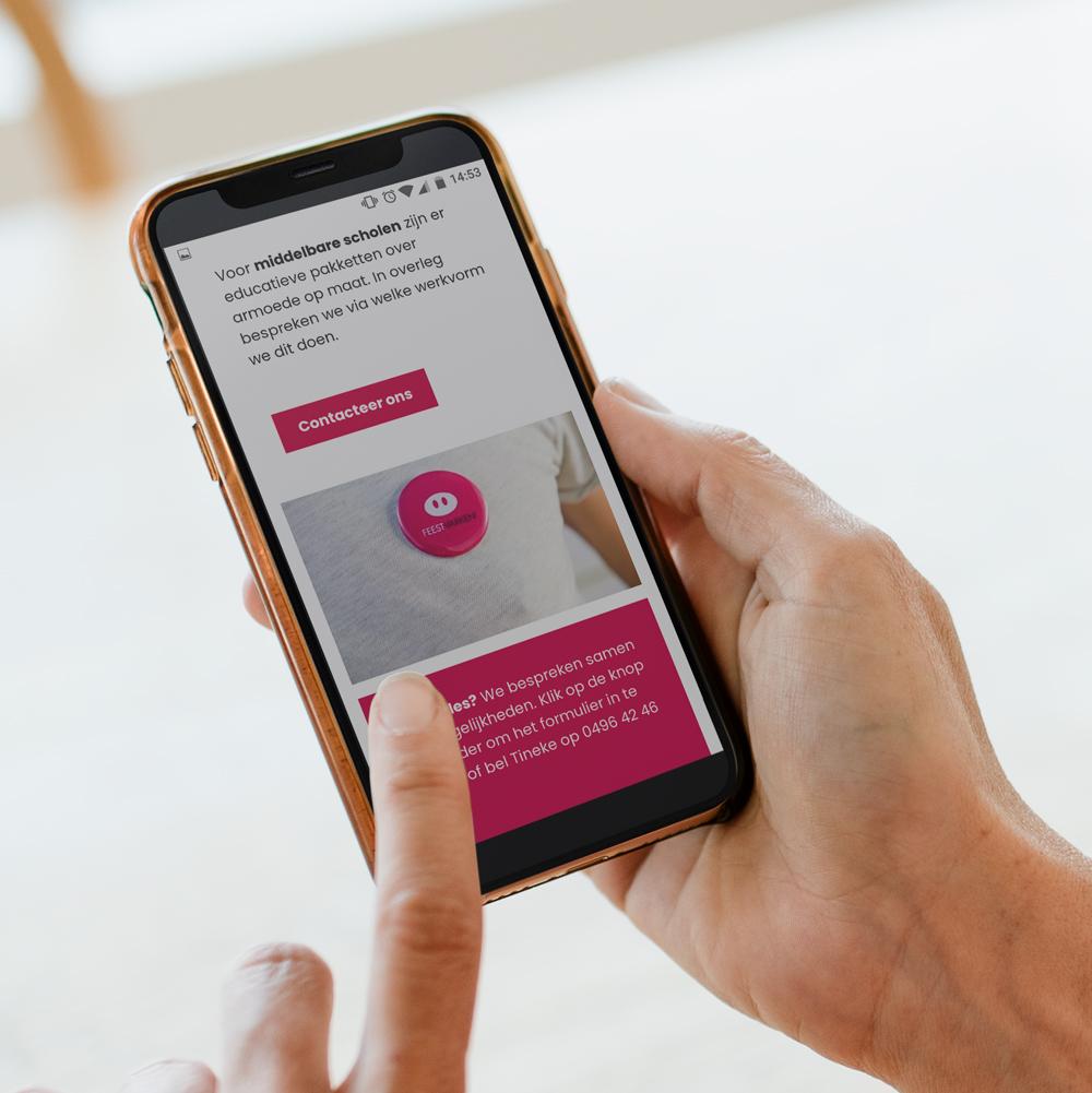 FEESTvarken vzw nieuwe website mobiel aroma communicatie